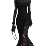 Κατερίνα - Μαύρο Σατέν Μαξιφόρεμα