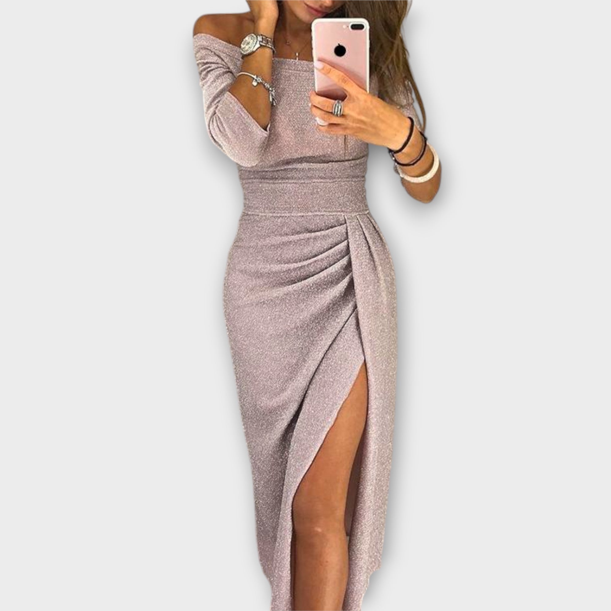 Λένα - Κομψό φόρεμα χωρίς ώμους