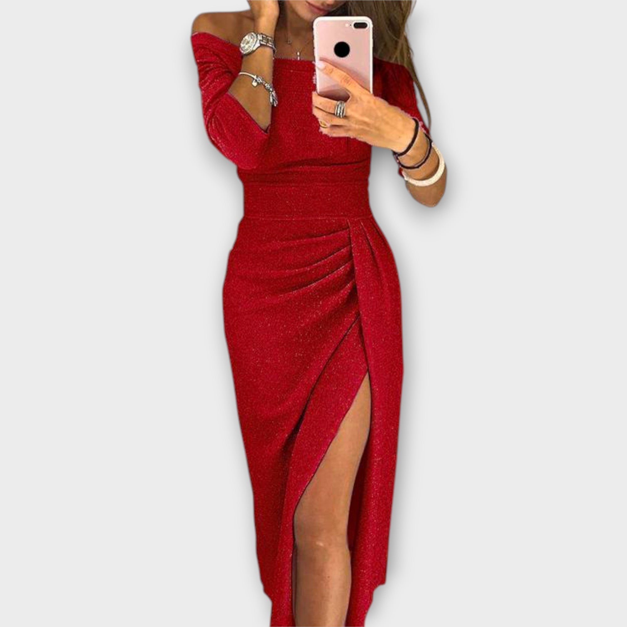 Λένα - Κομψό φόρεμα χωρίς ώμους