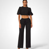 Πηνελόπη - ΜΑΥΡΟ ΣΕΤ TORI PUFF SLEEVE ΤΟΠ & ΠΑΝΤΕΛΟΝΑ