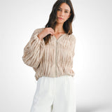 Αθηνά - ΤΖΑΚΕΤ BOMBER ΜΕ ΣΟΥΡΕΣ TAUPE