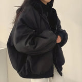 Αναστρέψιμο μπουφάν με κουκούλα από μαλλί teddy